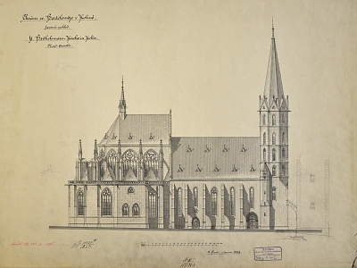 Mockerův návrh rekonstrukce kostela z roku 1898